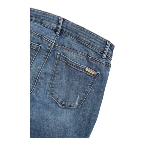 WHITE HOUSE BLACK MARKET Womens Size 2 Ripped Skimmer Raw Hem Blue Jeans WHBM - Picture 3 of 10